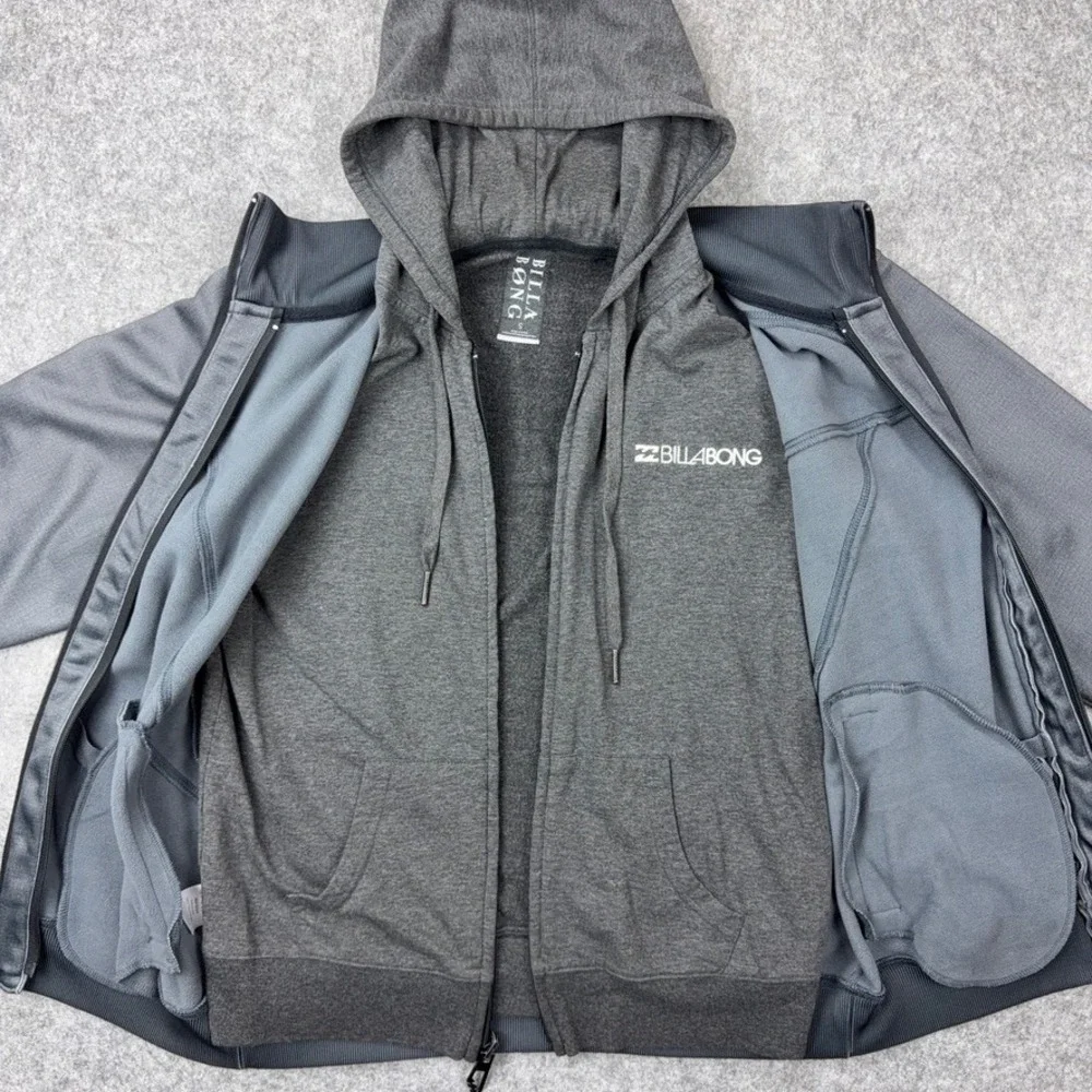 Billabong‎ Jacket Mens Small Gray 2-in-1 Fleece Lined Hooded Full Zip Surf Y2K